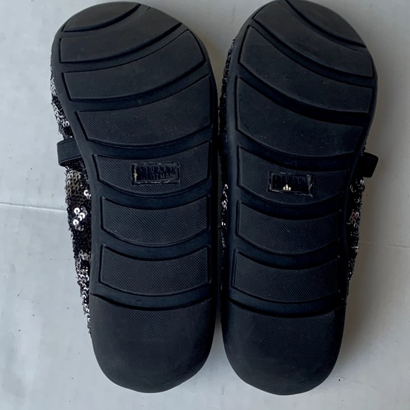 Stuart Weitzman Black Claire Sequin Patent Ballet Flats Mary Jane Elastic Size 4 - Picture 6 of 7